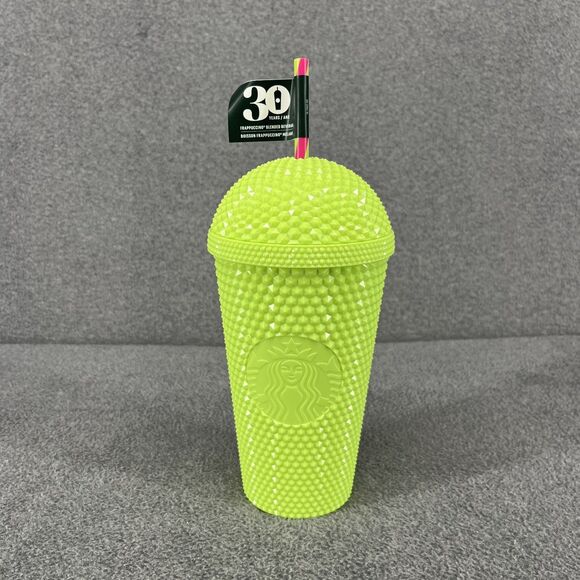 Starbucks Frappuccino Studded Dome Tumbler 16 oz Cup Summer 2025 Neon Lime - Picture 1 of 9